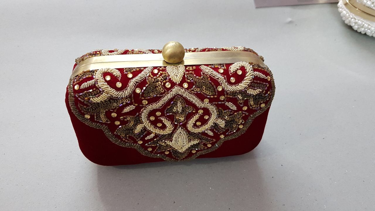 red velvet clutch purse